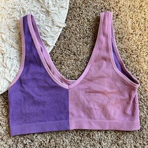 Purple and Pink Ribbed Crop Top